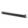 DIGITUS 1U Αλουμινένιο PDU για τοποθέτηση σε rack 9x C13 10A 230VAC 50/60Hz Είσοδος IEC C14 Ασφάλεια 10A
