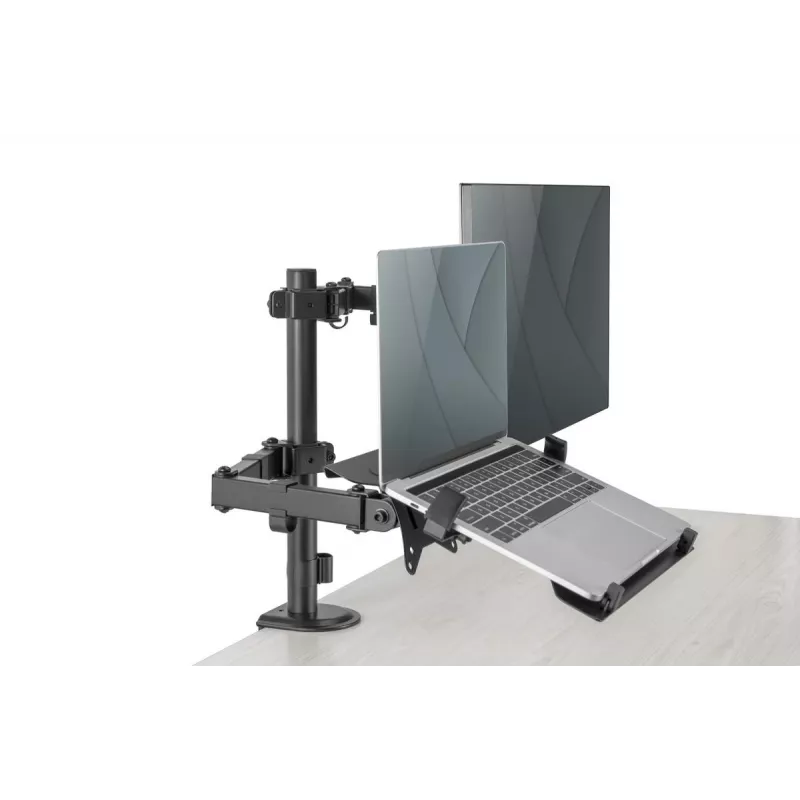 DIGITUS Βραχίονας οθόνης με βάση notebook 17-32 ίντσες, 9 kg max. – Σφιγκτήρας γραφείου ή πέρασμα τρύπας