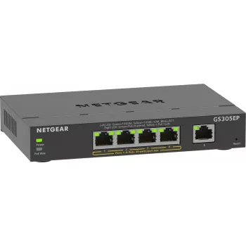 NETGEAR 5-Port Gigabit Ethernet PoE+ Plus Switch (GS305EP) Managed L2/L3 Gigabit Ethernet (10/100/1000) Power over Ethernet (PoE) μαύρο