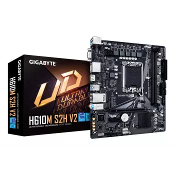 GIGABYTE H610M S2H V2 Μητρική - Υποστηρίζει επεξεργαστές Intel Core 14ης γενιάς, 4+1+1 Hybrid-Phasen Digital VRM, έως 5600MHz DDR5, 1xPCIe 3.0 M.2, GbE LAN, USB 3.2 Gen 1