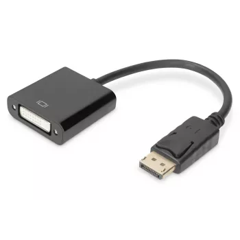 DIGITUS ASSMANN Καλώδιο αντάπτορα DisplayPort, DP - DVI (24+5) M/F, 15cm με ασφάλιση, συμβατό με DP 1.2, CE μαύρο