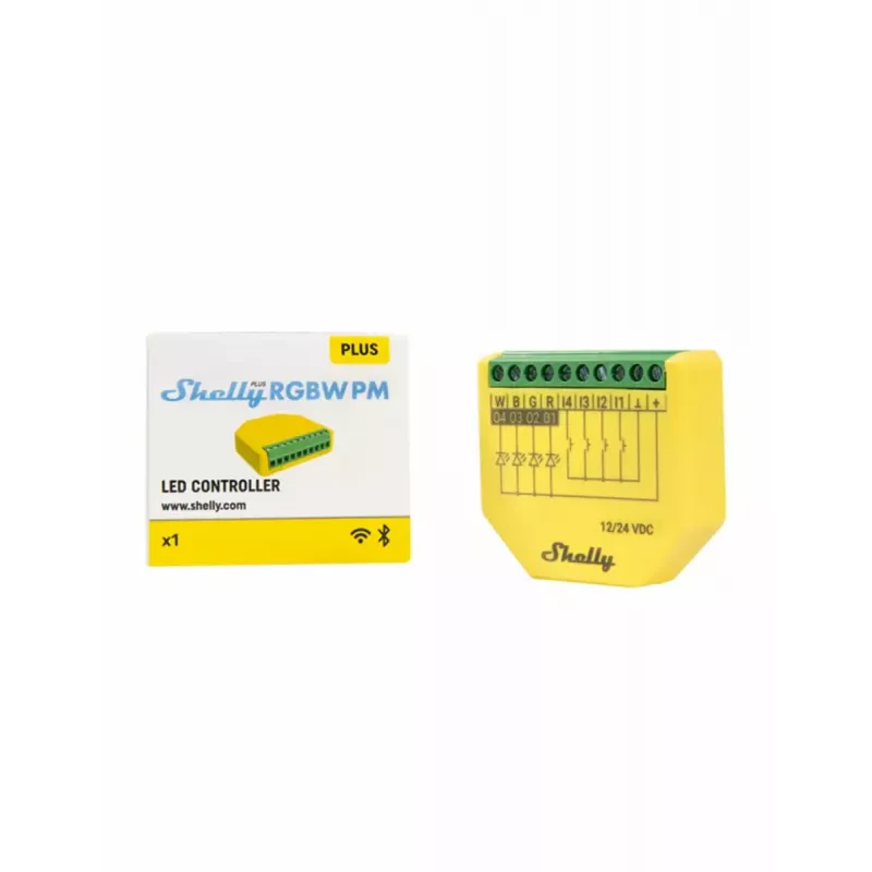 Shelly Plus RGBW PM Wireless Smart Light πράσινο κίτρινο