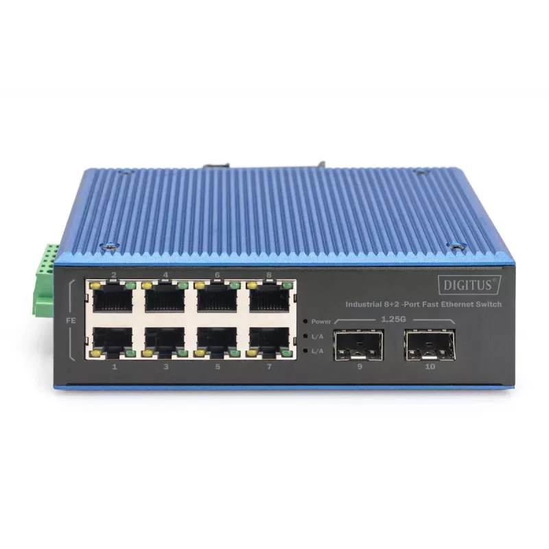 DIGITUS Industrial 8+2 Θυρών Fast Ethernet Switch 8 Θύρες FE RJ45 2 Θύρες GE SFP