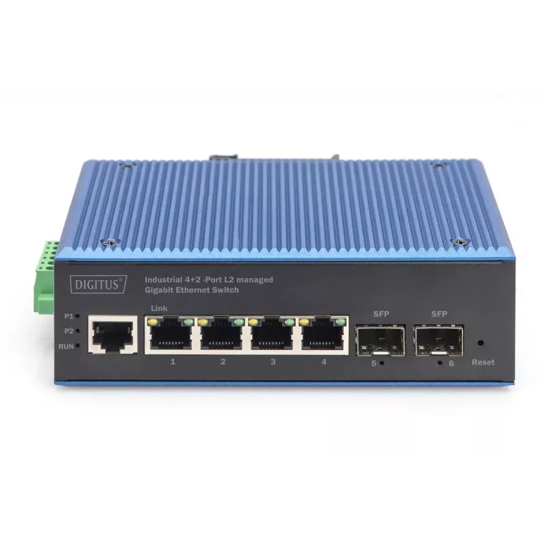 DIGITUS Industrial 4+2 Θυρών L2 managed Gigabit Ethernet Switch 4xGE RJ45 + 2 Θύρες SFP