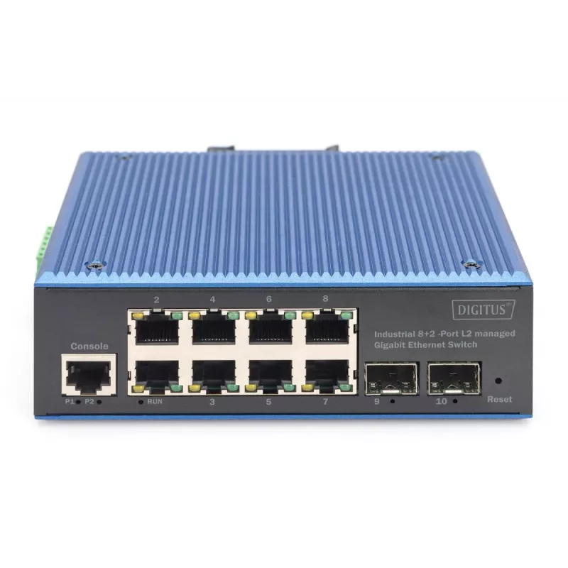 DIGITUS Industrial 8+2 Θυρών L2 Managed Gigabit Ethernet Switch 8x GE RJ45 + 2 Θύρες SFP