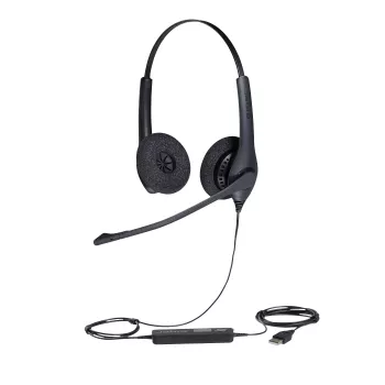 Jabra BIZ 1500 Duo ενσύρματα ακουστικά με μικρόφωνο USB, ακύρωση θορύβου, ευρεία ζώνη έως 6800 Hz, γραφείο/τηλεφωνικό κέντρο, 73 g, μαύρα
