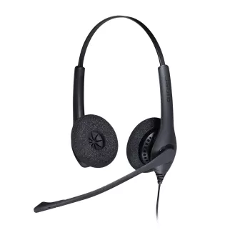Jabra BIZ 1500 Duo ενσύρματα ακουστικά με μικρόφωνο USB, ακύρωση θορύβου, ευρεία ζώνη έως 6800 Hz, γραφείο/τηλεφωνικό κέντρο, 73 g, μαύρα