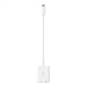 Προσαρμογέας φόρτισης BELKIN Rockstar 3,5 mm ήχος + USB-C λευκό