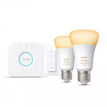 Philips Hue White Ambiance Starter-Set: 2 E27 Smart-λαμπτήρες (1100) + διακόπτης dimmer