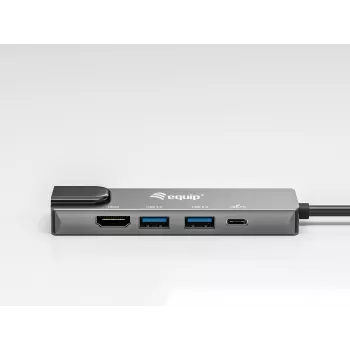 Equip USB-C 5-in-1 Πολυλειτουργικός προσαρμογέας, HDMI, Gigabit-LAN, USB 3.2 Gen1, 100W USB PD