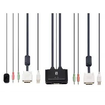 LevelOne 2-Port USB DVI-D Single Link καλώδιο KVM Switch, υποστήριξη ήχου