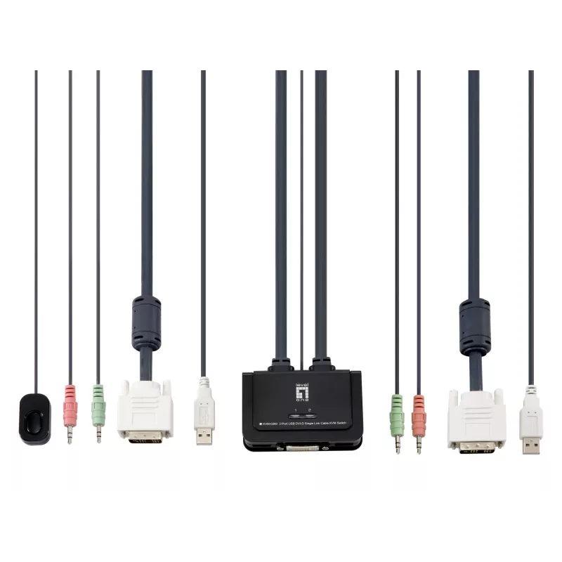 LevelOne 2-Port USB DVI-D Single Link καλώδιο KVM Switch, υποστήριξη ήχου
