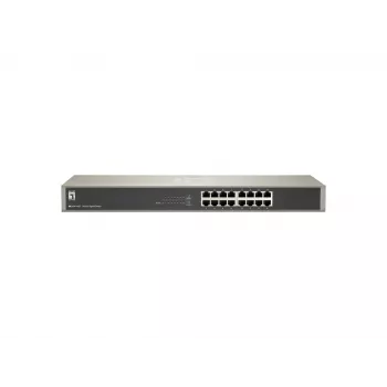 LevelOne 16-Port Gigabit Switch, Unmanaged, Gigabit Ethernet (10/100/1000), Vollduplex, τοποθέτηση σε rack