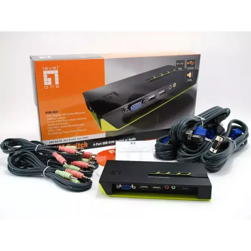 LevelOne 4-Port USB VGA KVM Switch, υποστήριξη ήχου