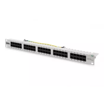 DIGITUS CAT 3 ISDN Patch Panel, μη θωρακισμένο 50-Port RJ45, 8P4C, LSA, 1U, τοποθέτηση σε rack, χρώμα γκρι RAL 7035