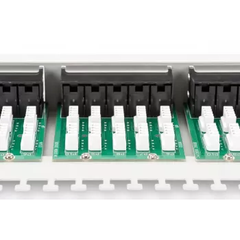 DIGITUS CAT 3 ISDN Patch Panel, μη θωρακισμένο 50-Port RJ45, 8P4C, LSA, 1U, τοποθέτηση σε rack, χρώμα γκρι RAL 7035