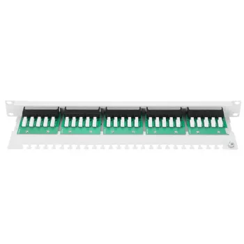 DIGITUS CAT 3 ISDN Patch Panel, μη θωρακισμένο, 25-Port RJ45, 8P4C, LSA, 1U, τοποθέτηση σε rack, χρώμα γκρι RAL 7035