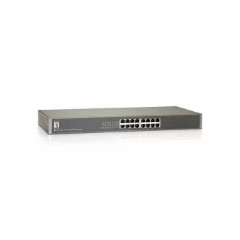 LevelOne Μεταγωγέας 16 Θυρών Fast Ethernet, Unmanaged, Fast Ethernet (10/100), Πλήρους διπλής κατεύθυνσης, Τοποθέτηση σε Rack