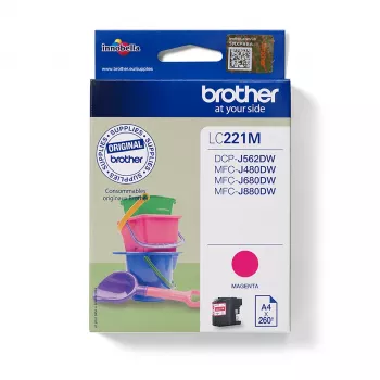 Μελανοδοχείο Brother LC-221M Κόκκινο Μελάνι 260 Σελίδες DCPJ562DW MFCJ480DW