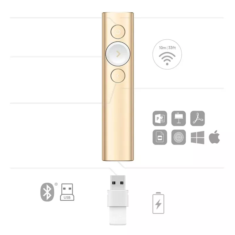 LOGITECH Spotlight Τηλεχειριστήριο Παρουσίασης – Χρυσό