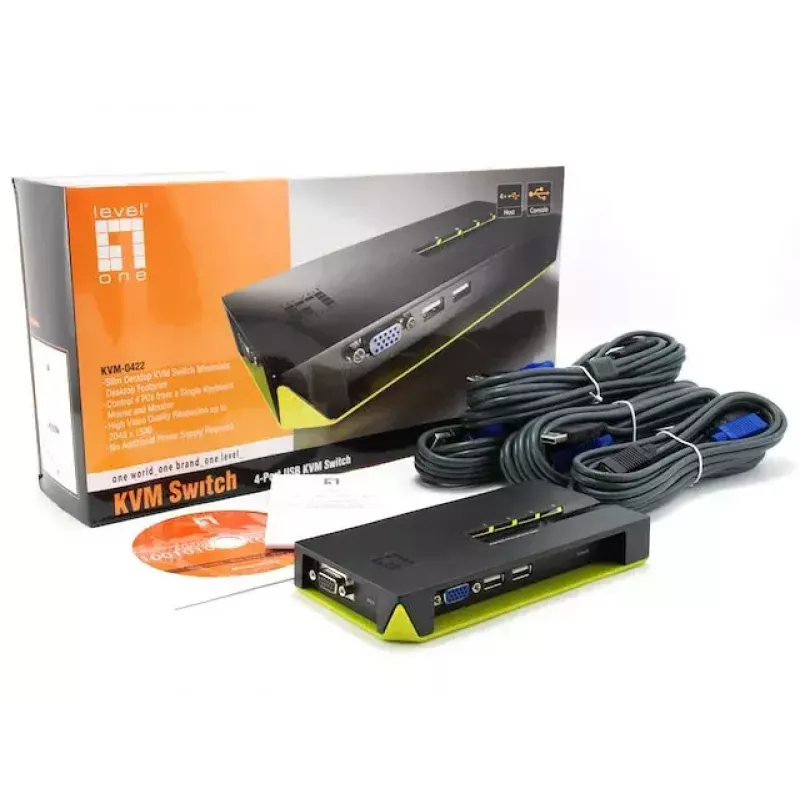 Διακόπτης KVM LevelOne 4 Θυρών USB VGA KVM-0422
