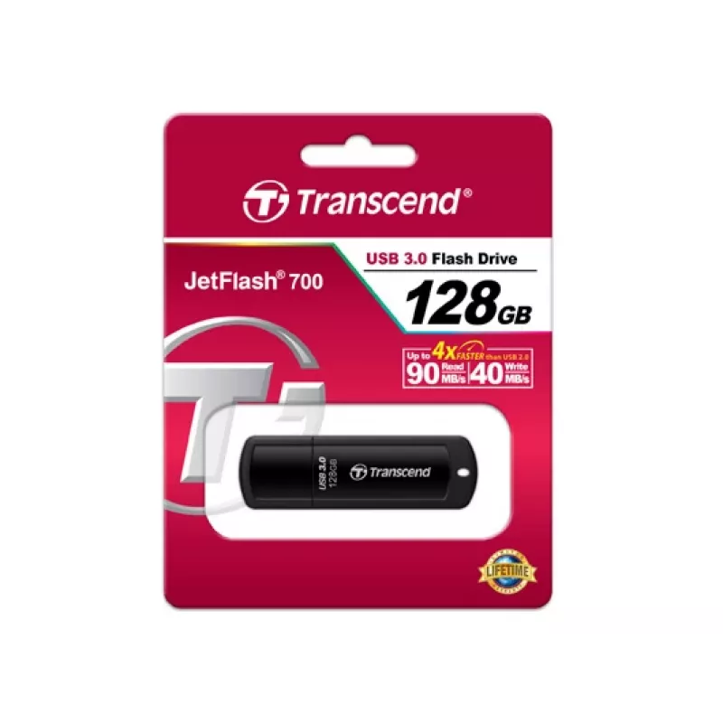 TRANSCEND Jetflash 700 - 128GB USB Stick - USB 3.0 - Μαύρο