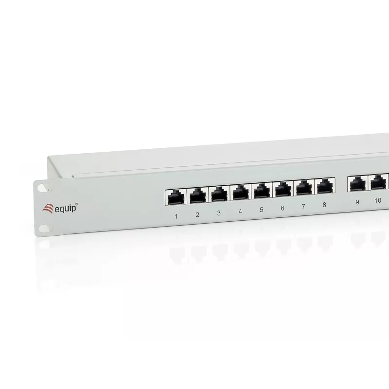 Equip Patch Panel 24 Θυρών Cat.6 θωρακισμένο, ανοιχτό γκρι