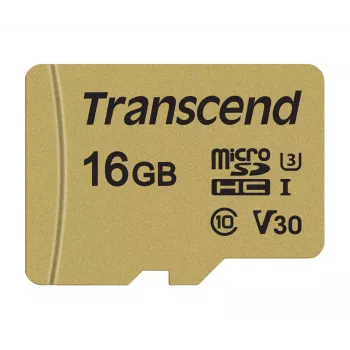 Κάρτα TRANSCEND Micro SDHC 500s 16 GB UHS-I U3 MLC με προσαρμογέα