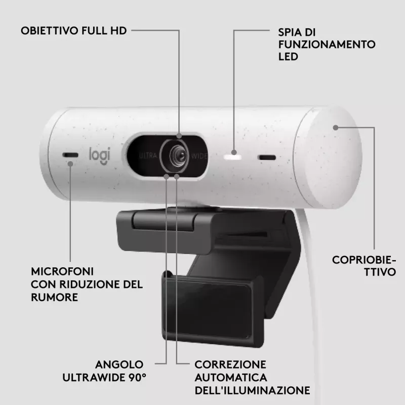 Webcam Logitech Brio 500 Full HD 4MP USB-C λευκό