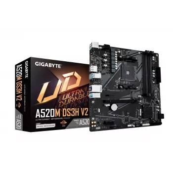 GIGABYTE A520M DS3H V2 Μητρική - Υποστηρίζει AMD Ryzen 5000 Σειρά AM4 CPUs, έως 4733 MHz DDR4 (OC), PCIe 3.0 x16, GbE LAN, USB 3.2 Gen 1