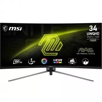 MSI MAG 345CQRDE Οθόνη Υπολογιστή 86,4 cm (34 ίντσες) 3440 x 1440 Pixel UltraWide Dual Quad HD Μαύρο