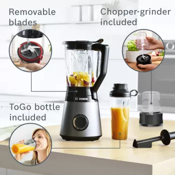 Bosch Serie 4 MMB6177S μπλέντερ 1,5 L επιτραπέζιο μίξερ 1200 W μαύρο, ασημί