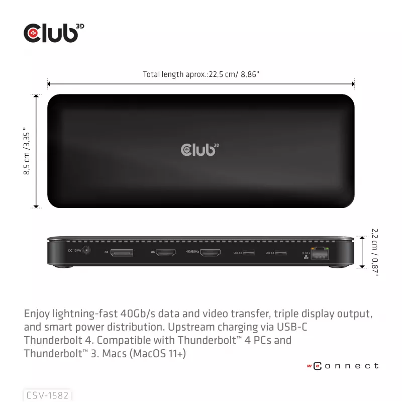 CLUB3D Thunderbolt™ 4 Certified 12-in-1 Σταθμός σύνδεσης