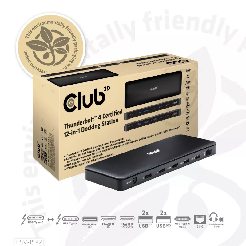 CLUB3D Thunderbolt™ 4 Certified 12-in-1 Σταθμός σύνδεσης
