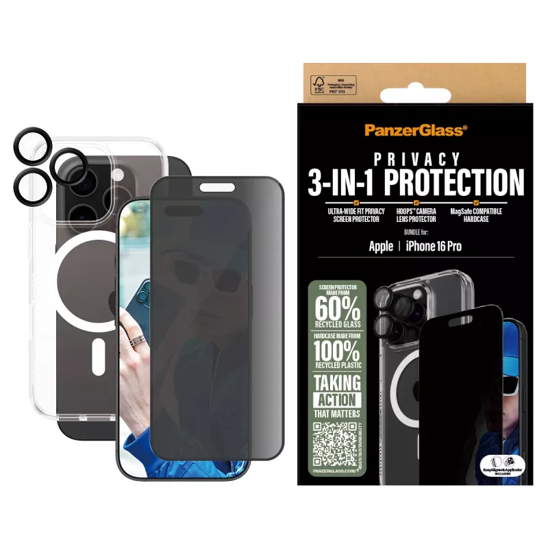 PanzerGlass 3-in-1 Privacy Protection Bundle iPhone '24 6,3 ίντσες Pro