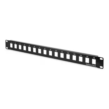 DIGITUS Modular Patch Panel, αθωράκιστο 16-Port, κενό, 1U, τοποθέτηση σε rack, χρώμα μαύρο RAL 9005