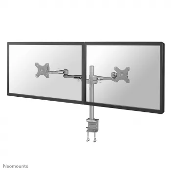 Neomounts FPMA-D935D βάση γραφείου για δύο οθόνες, πλήρους κίνησης, στερέωση με σφιγκτήρα, 14–27 ιντσών (35,6–68,6 cm), 6 kg ανά οθόνη, VESA 75x75/100x100, ασημί
