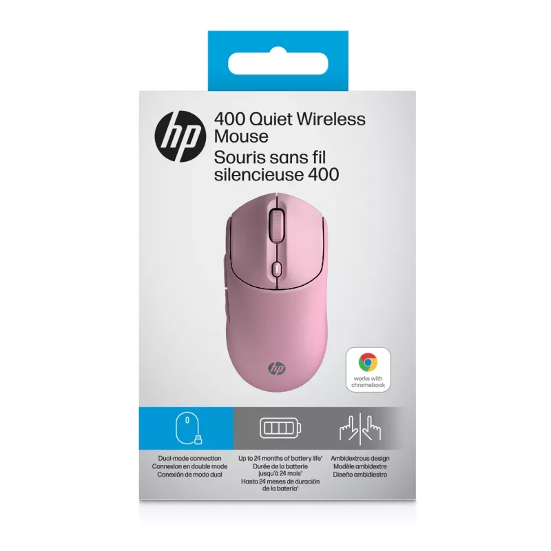 HP 400 Αθόρυβο Ροζ Ασύρματο Ποντίκι, αμφίχειρο, RF Wireless + Bluetooth, 6000 DPI, Ροζ