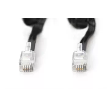 DIGITUS Καλώδιο Σύνδεσης UAE, RJ10 2,00 m, CU, 4x7x0,12 mm, μη θωρακισμένο, M/M, Καλώδιο Ταινίας, Σπιράλ Καλώδιο, μαύρο