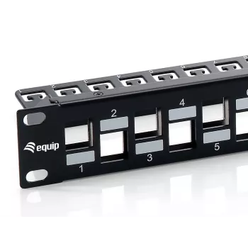 Equip Patchpanel 24 Θέσεων Keystone Cat.6A Θωρακισμένο, Μαύρο
