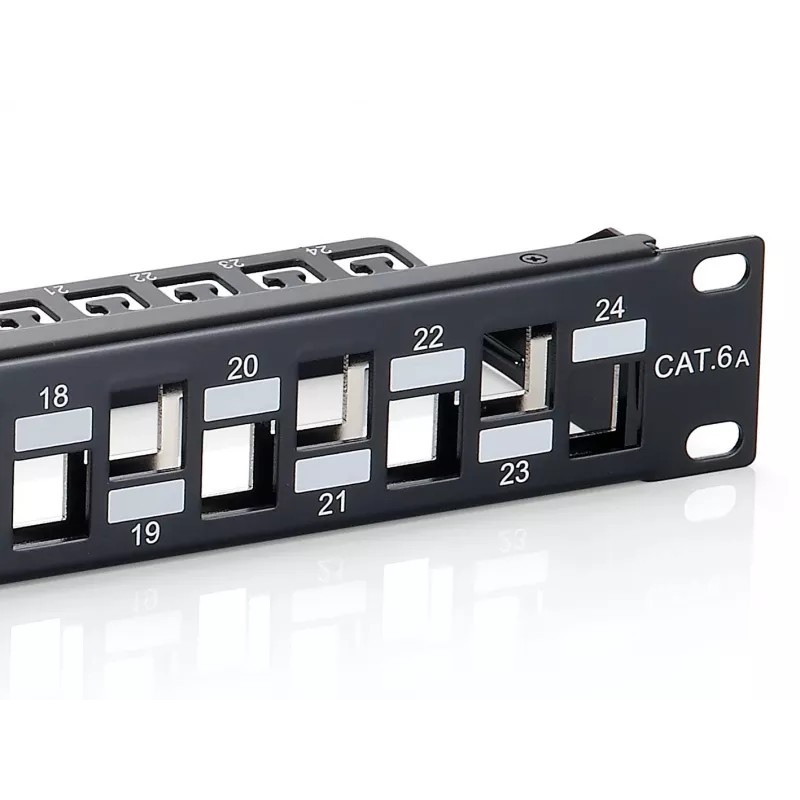 Equip Patchpanel 24 Θέσεων Keystone Cat.6A Θωρακισμένο, Μαύρο