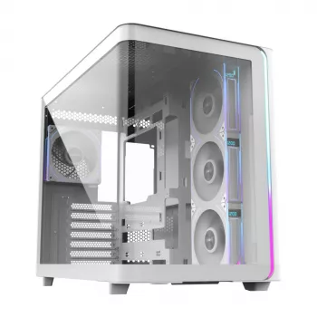 FSP M580-WP Plus κουτί υπολογιστή Midi Tower, ATX, ARGB, ψημένο γυαλί, λευκό