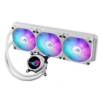 Σετ υδρόψυξης ASUS ROG Strix LC III 360 ARGB White Edition — Ψυγείο 360 mm, 3x ανεμιστήρες 120 mm ARGB, οθόνη LCD, χάλκινη βάση