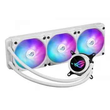 Σετ υδρόψυξης ASUS ROG Strix LC III 360 ARGB White Edition — Ψυγείο 360 mm, 3x ανεμιστήρες 120 mm ARGB, οθόνη LCD, χάλκινη βάση