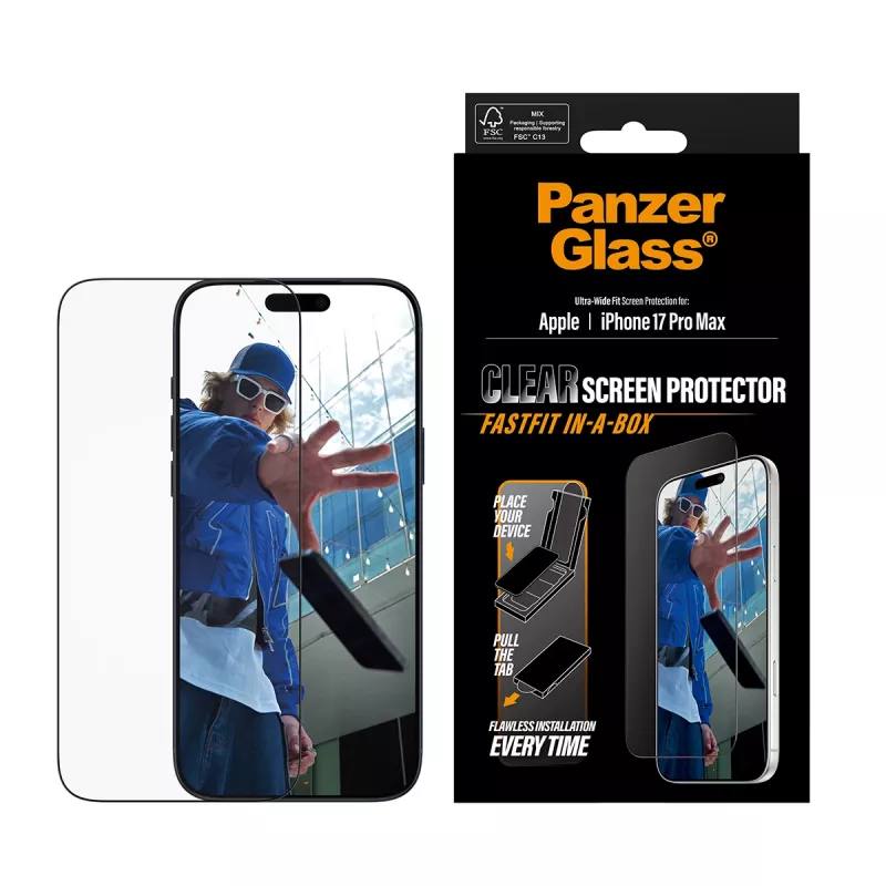 PanzerGlass ® Μεμβράνη προστασίας οθόνης iPhone 17 Pro Max | Ultra-Wide Fit με FASTFIT IN-A-BOX