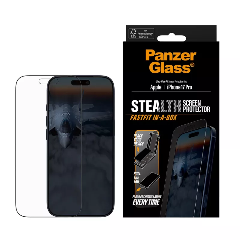 PanzerGlass ® Stealth Screen Protector iPhone 17 Pro | Ultra-Wide Fit με FASTFIT IN-A-BOX