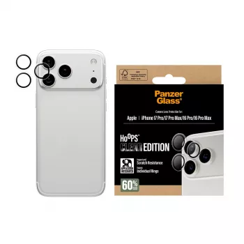 Προστασία κάμερας PanzerGlass Hoops διαφανής για iPhone 17 Pro / 17 Pro Max / 16 Pro / 16 Pro Max, σκληρυμένο γυαλί, σιλικόνη, 1 τεμ.