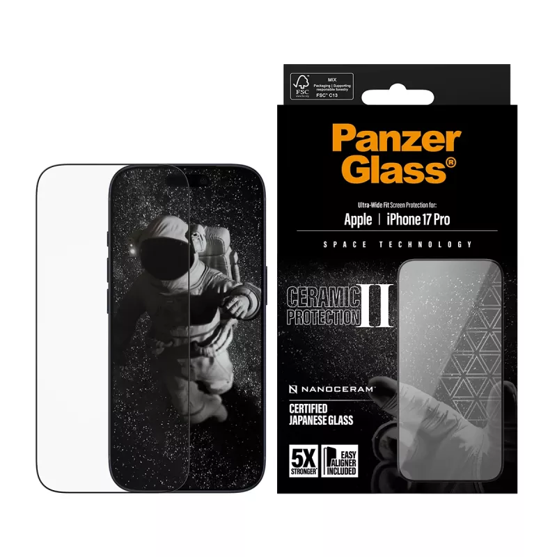 Προστασία οθόνης PanzerGlass® Ceramic II iPhone 17 Pro | Ultra-Wide Fit με EasyAligner