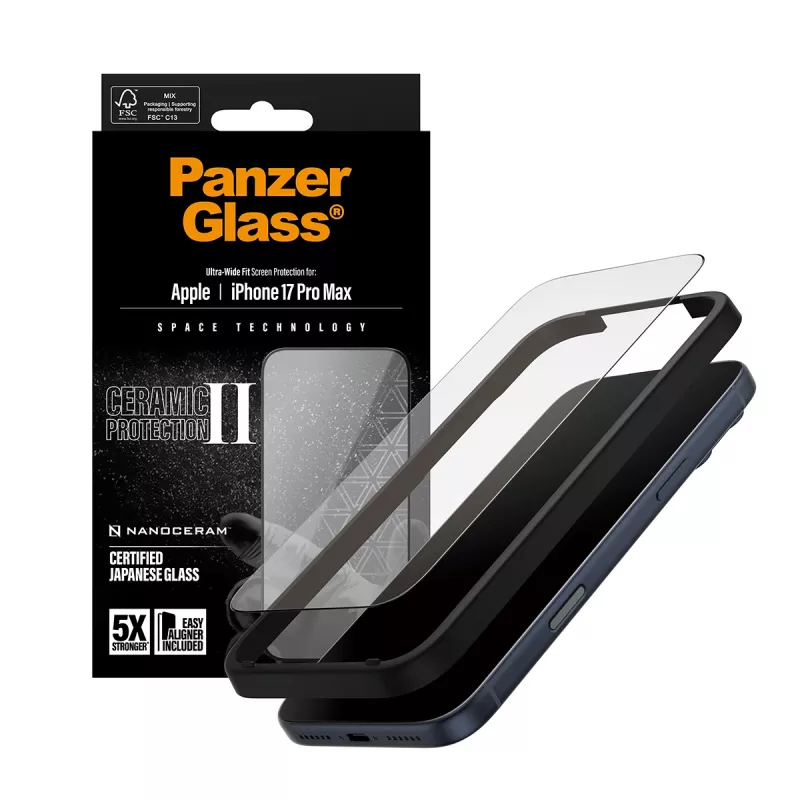 Προστασία οθόνης PanzerGlass ® Ceramic II iPhone 17 Pro Max | Ultra-Wide Fit με EasyAligner