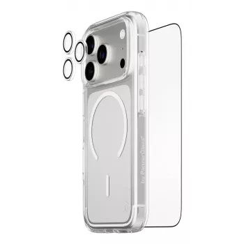 Σετ προστασίας οθόνης PanzerGlass CARE 3-in-1 Flagship Explorer για iPhone 17 Pro – σκληρυμένο γυαλί, PET, σιλικόνη, διαφανές